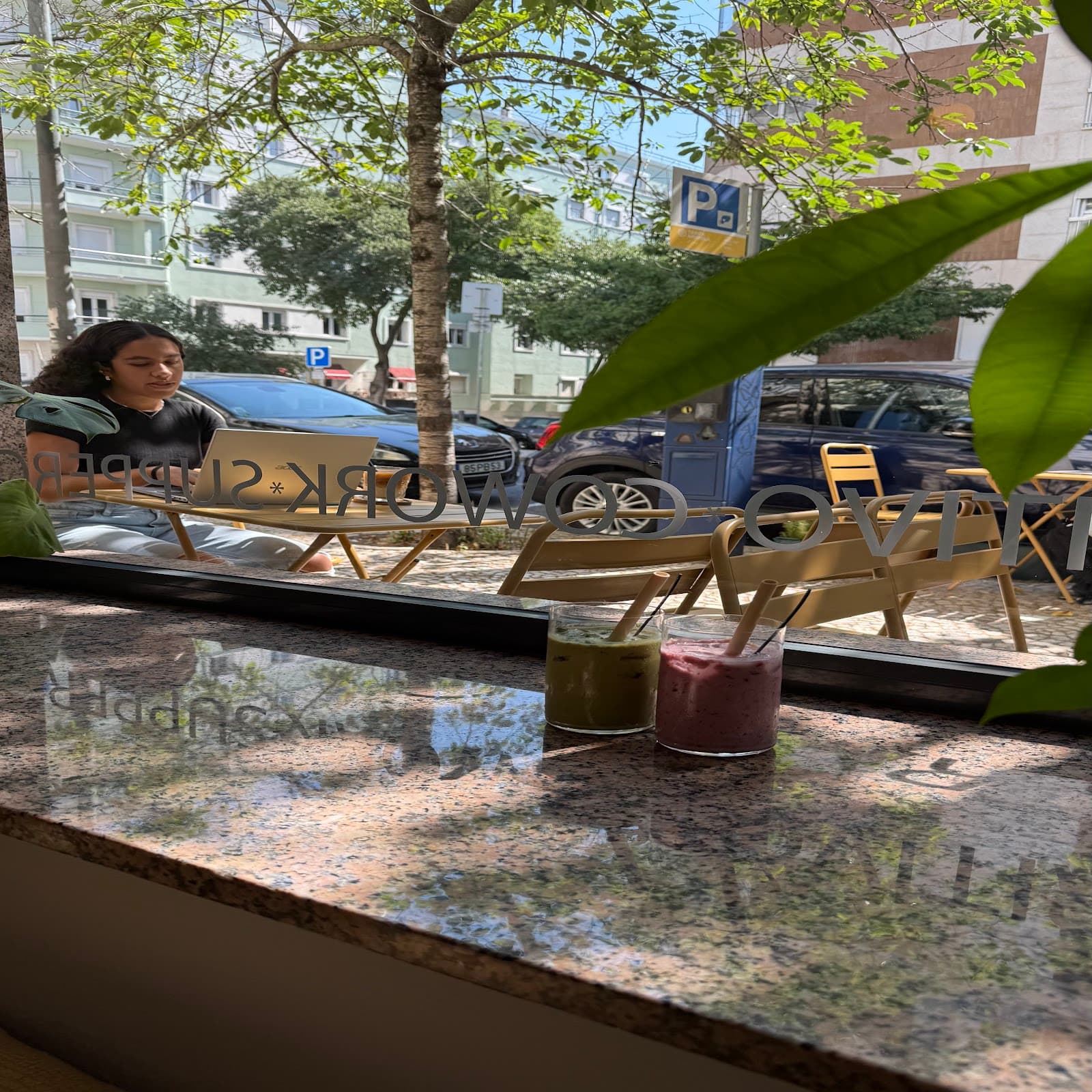 Protein smoothies on the window ledge at Elevada